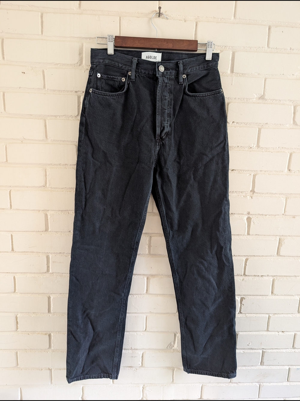 AGOLDE Women's 26 90s Pinch Black Button Fly Jeans